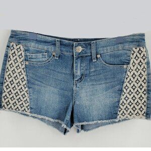 Brand New SEVEN7 Women's Blue Cutoff Jean Shorts With Lace Details